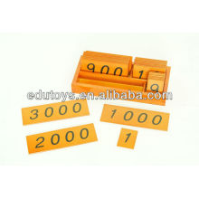 Materiales Montessori Pequeñas tarjetas de madera con caja (1-3000)